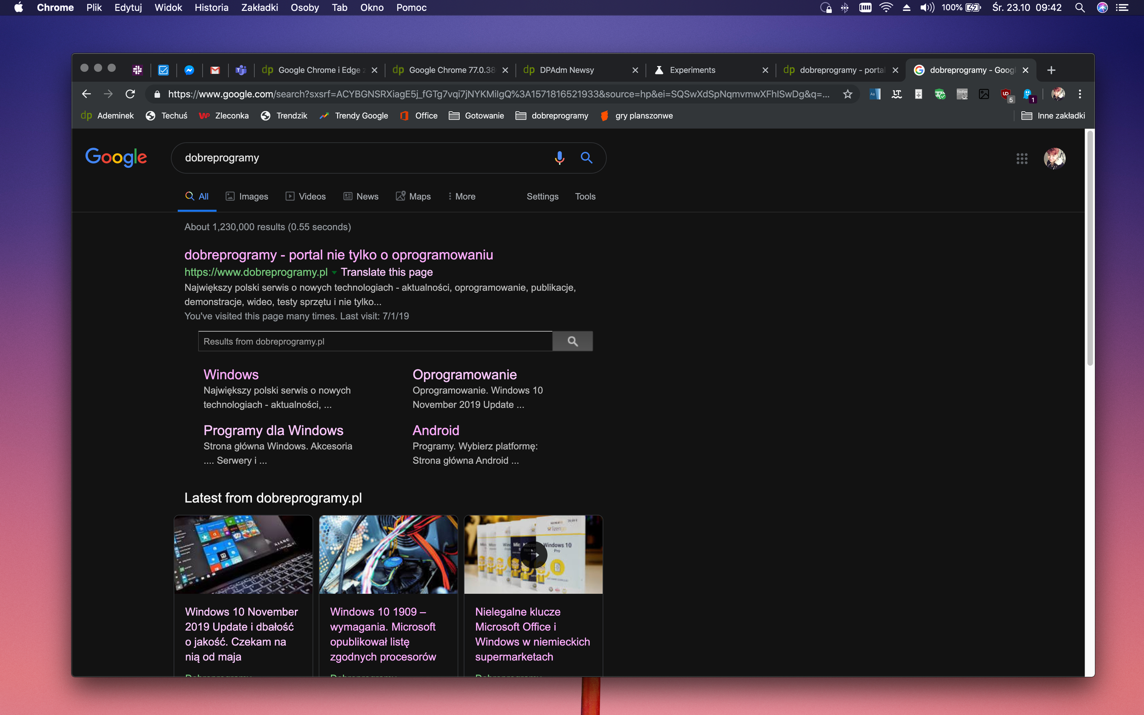 Wymuszony ciemny motyw w Google Chrome