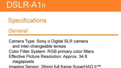 Plotki: Sony A1R z 35 megapikselami na pełnoklatkowej matrycy 1