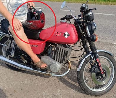 Kask trzymał w ręce zamiast na głowie. Przewoził tak "cenny towar"