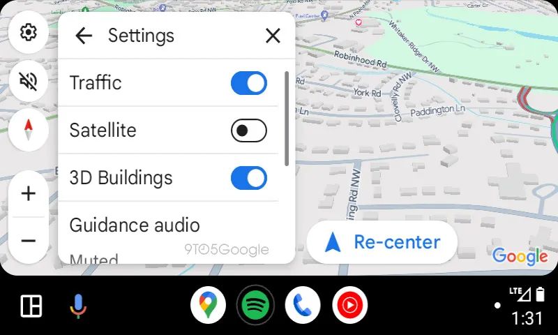 Budynki 3D w Google Maps w Androidzie Auto