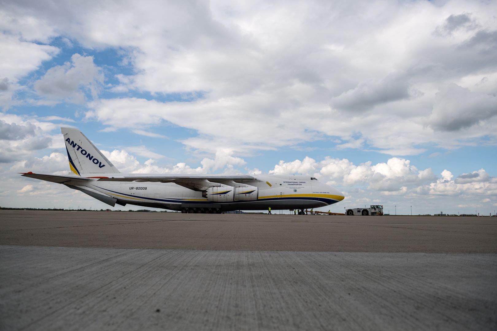 LEIPZIG, GERMANY - MAY 18: A plane Antonov AN-124 for military transport with two NH90 transport helicopter of the Bundeswehr, Germany's armed forces, arriving from Afghanistan at Leizpig Airport on May 18, 2021 in Leipzig, Germany. Germany has begun pulling out its approximately 1,100 remaining troops from Afghanistan in accordance with the general withdrawal of NATO forces. A total of 53 Bundeswehr soldiers have been killed in Afghanistan since 2002.  (Photo by Jens Schlueter/Getty Images)