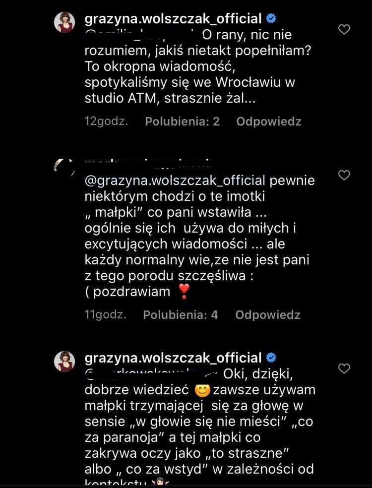 Grażyna Wolszczak musiała się tłumaczyć