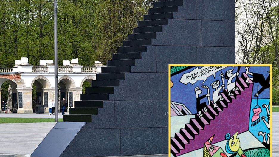 Pomnik ofiar katastrofy smoleńskiej przypomina surrealistyczne schody z komiksu Papcia Chmiela?