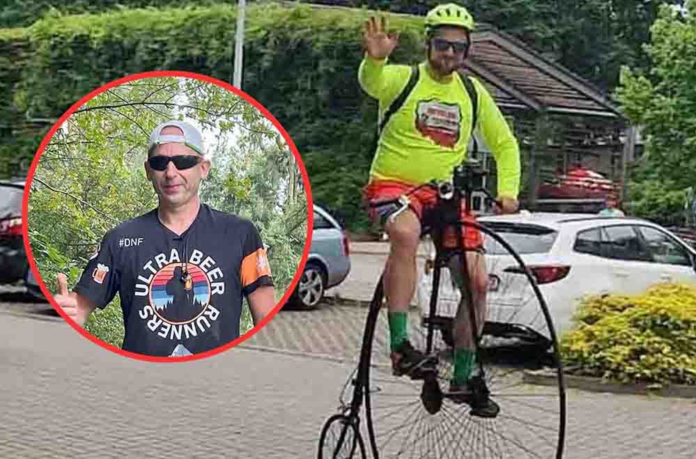 Zielona Góra: Strażak objeżdża Polskę na replice XIX-wiecznego bicykla
