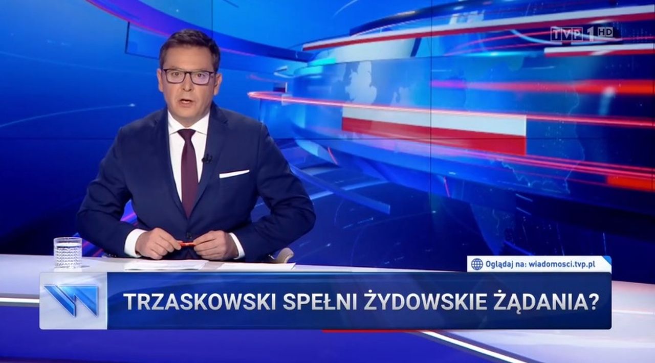 "Wiadomości" TVP, kadr z czwartkowego wydania programu