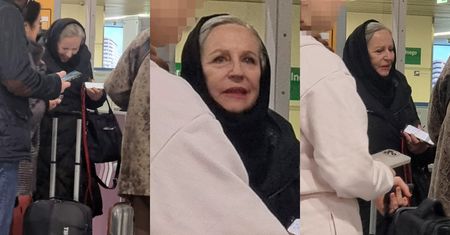 Zakapturzona Krystyna Janda wyhaczona na lotnisku. Miała problemy z przejściem przez bramkę dla VIP-ów