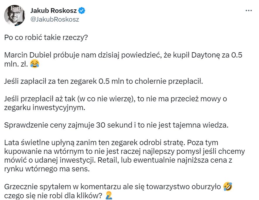 Marcin Dubiel kupił zegarek