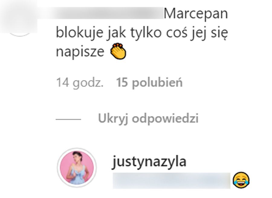 Justyna Żyła reaguje na komentarz o Marcelinie Ziętek 