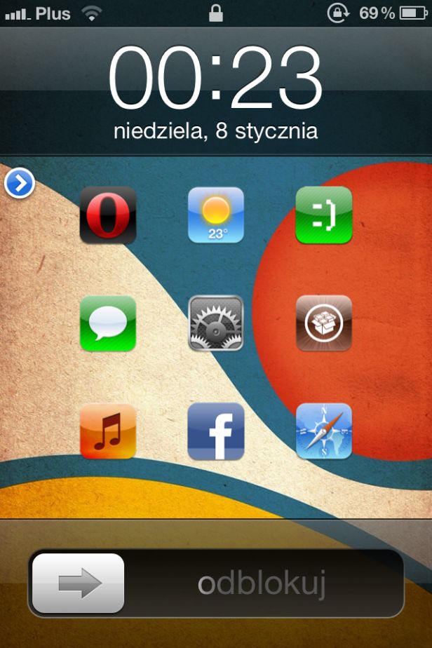 Dziewięć ikon na lock screenie iOS