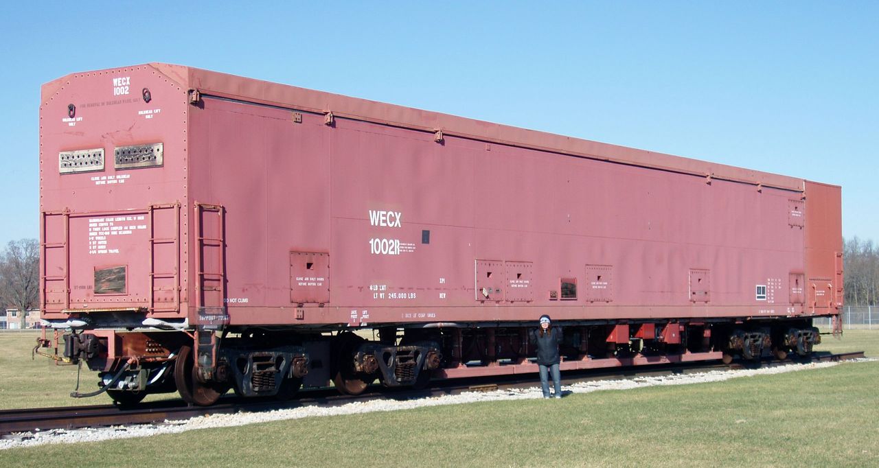 A railcar with a launcher belonging to Peacekeeper Rail Garrison