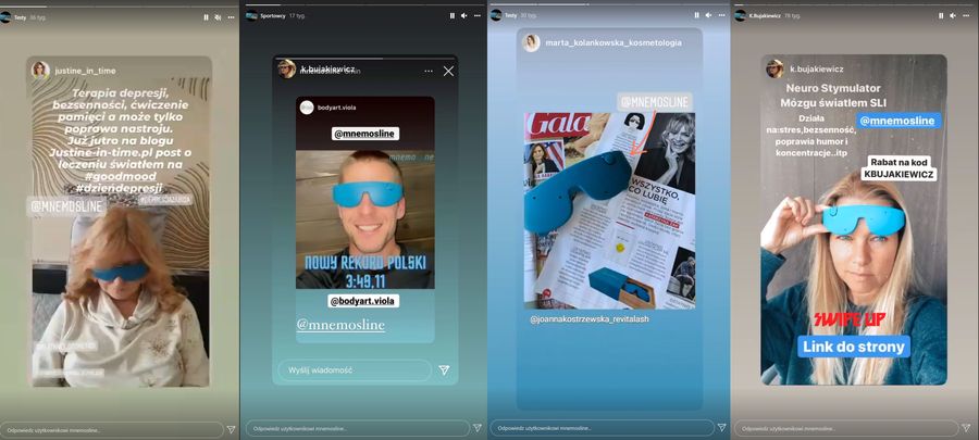 Influencerzy reklamujący Mnemosline