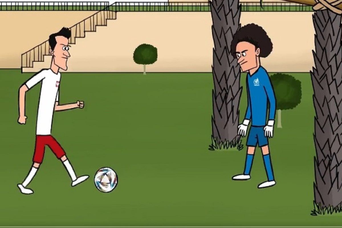 Robert Lewandowski i Guillermo Ochoa w kreskówce
