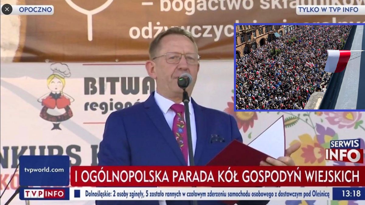 Według TVP Info Parada Kół Gospodyń Wiejskich była ciekawszym tematem od marszu