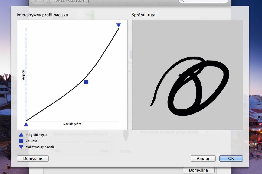 Krzywa ustawień nacisku pędzla