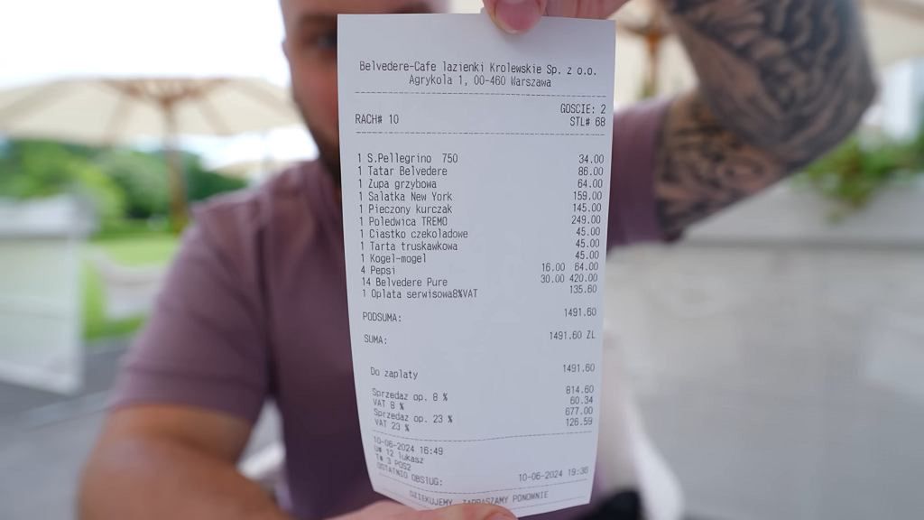 Youtuber pokazał paragon z restauracji Anny Woźniak-Starak
