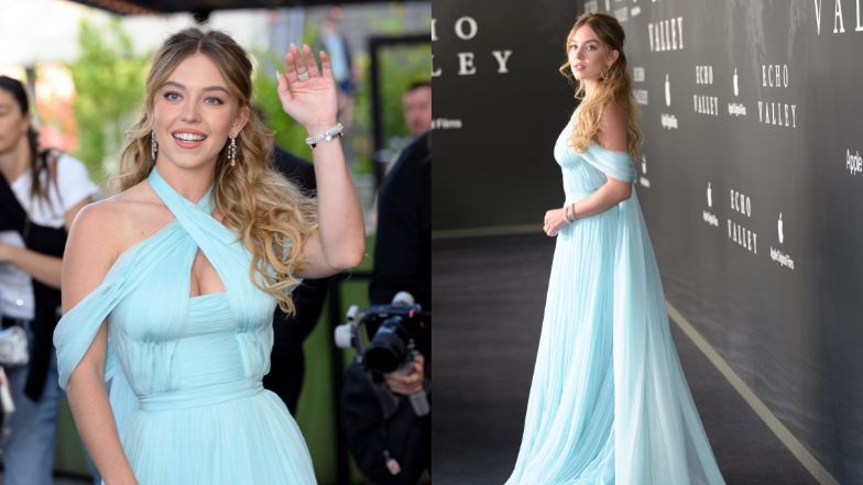 Sydney Sweeney zachwyca w błękitnej sukni z trenem
