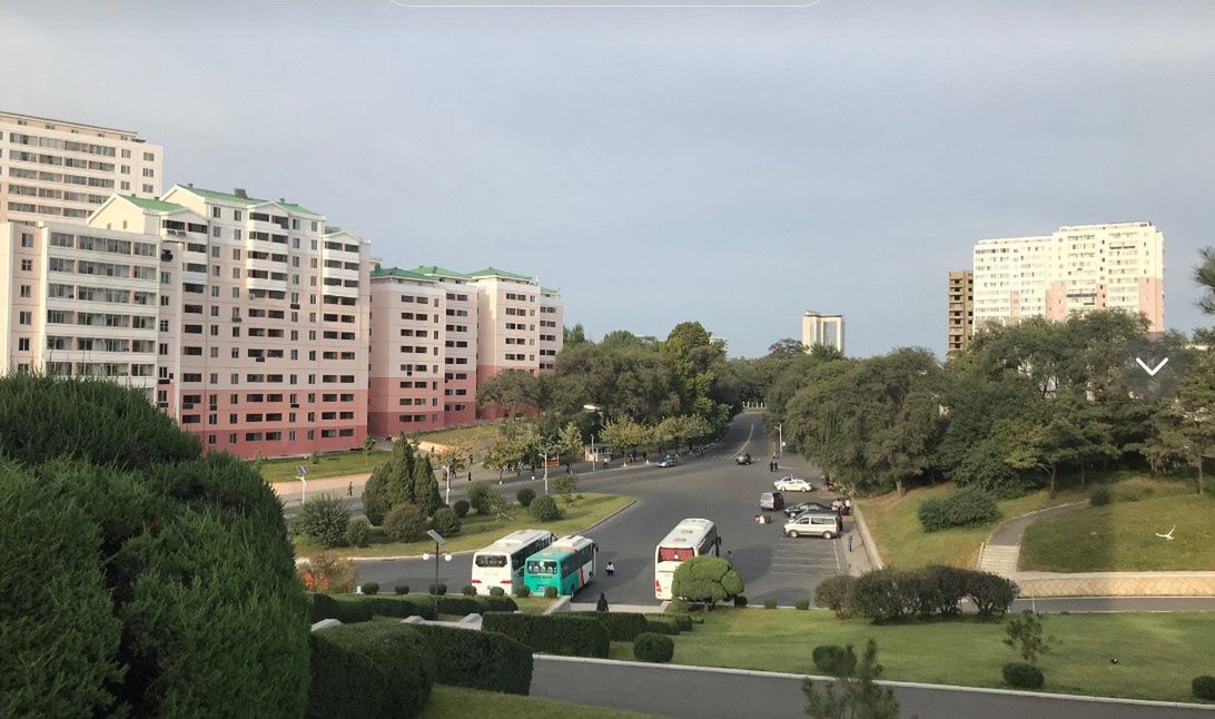 A tourist is photographing North Korea