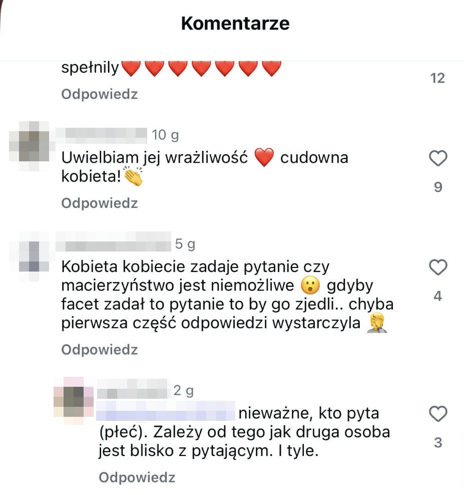 Komentarze pod rolką Magdy Mołek