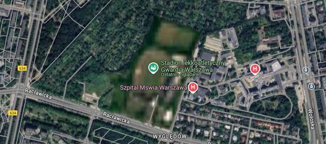 Teren Gwardii został już zamazany w mapach Google (źródło: google.pl/maps)