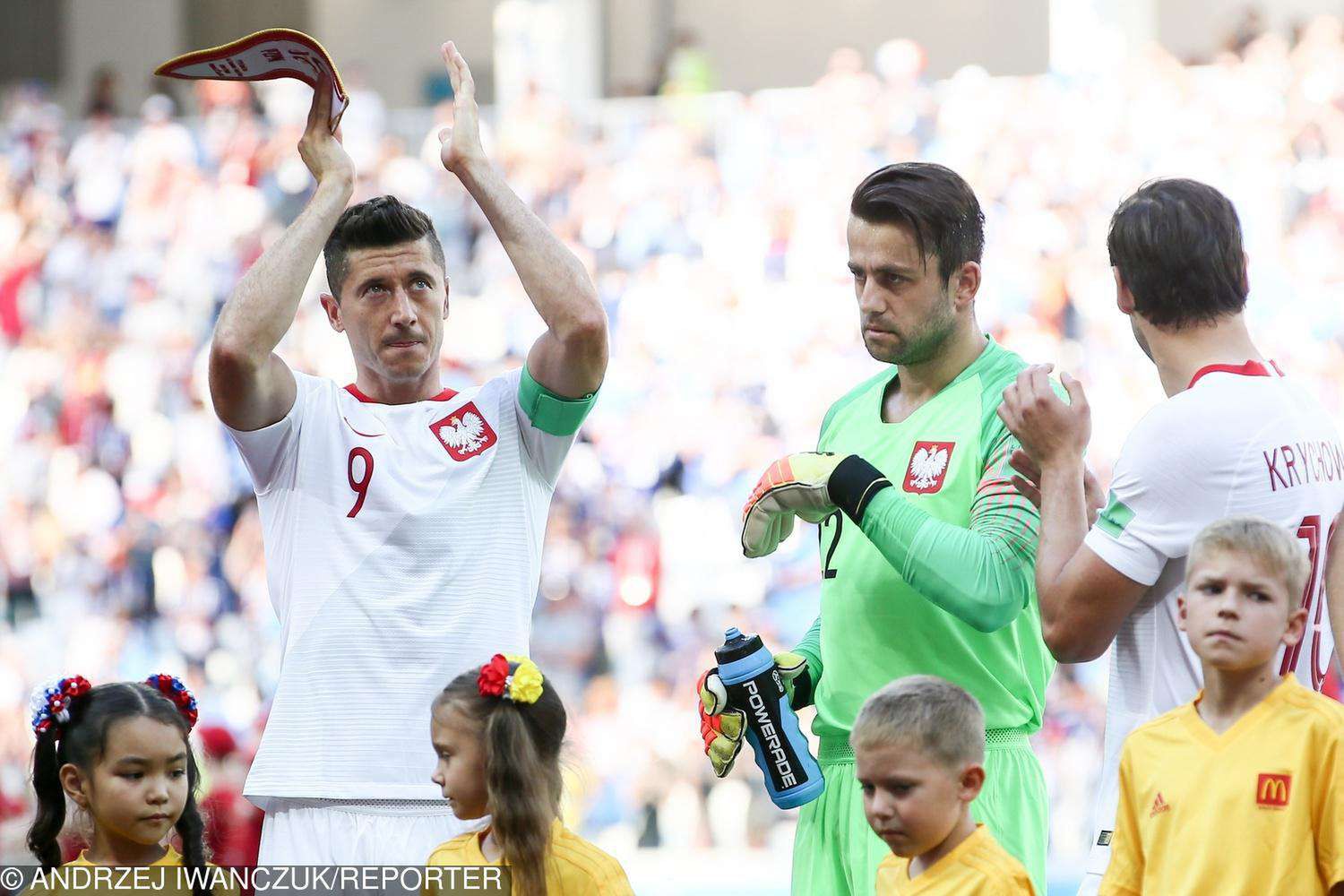 Mecz Polska-Japonia – Mundial 2018. Robert Lewandowski i Łukasz Fabiański