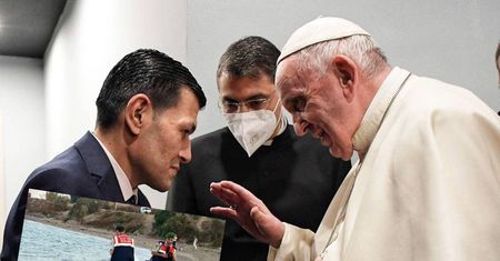 Irak. Papież Franciszek spotkał się z ojcem chłopca wyrzuconego na brzeg morza