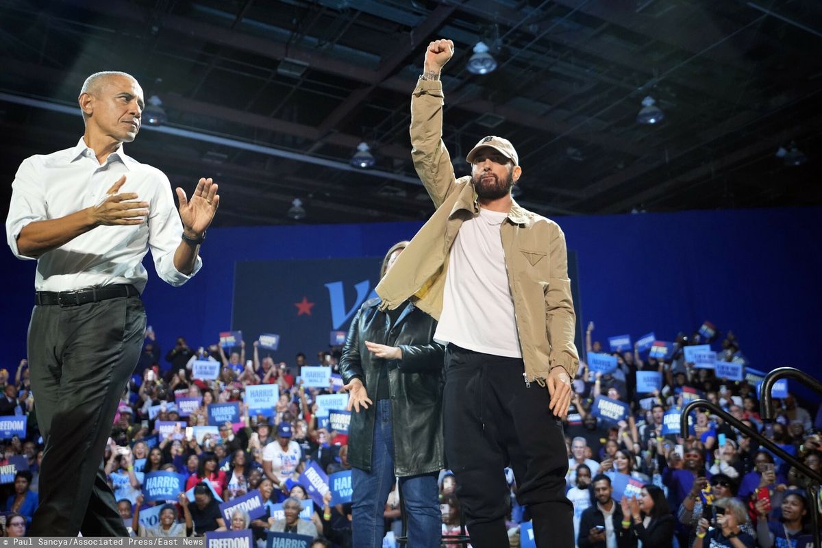 eminem, Kamala Harris, Donald Trump, Barack Obama, joe biden, usa, wybory usa Niespodziewanie wszedł na scenę. Eminem wskazał kandydata