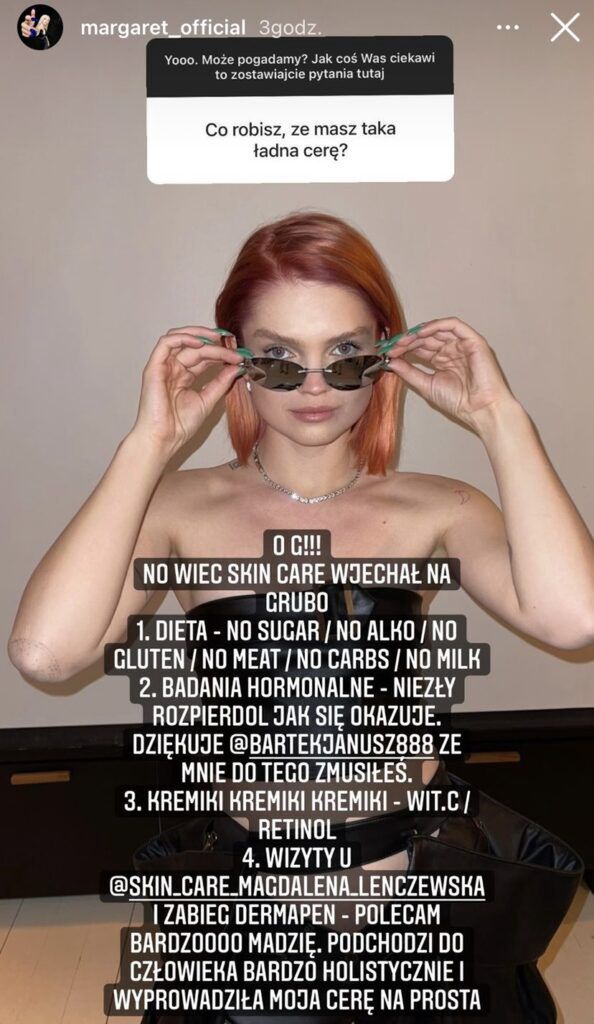 Margaret o diecie i pielęgnacji skóry 
