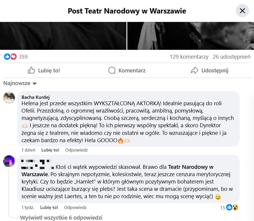 Kurdej-Szatan napisała życzliwy komentarz w kierunku Englert
