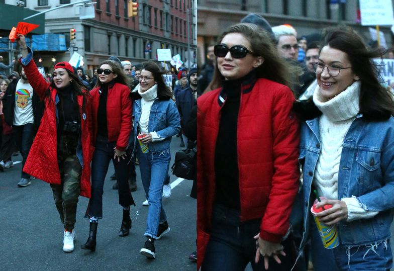 Gigi i Bella Hadid protestują w Nowym Jorku