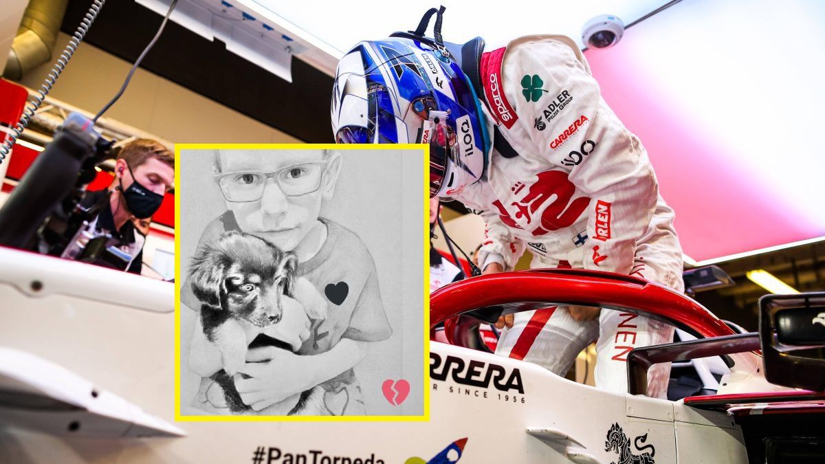 Natan Gajk z Sosnowca i bolid Alfy Romeo Racing z napisem dla chłopca