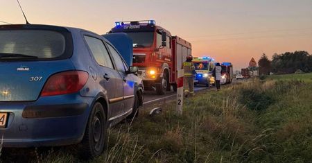 20-latek uderzył w wysepkę, stracił panowanie nad pojazdem i zjechał do rowu