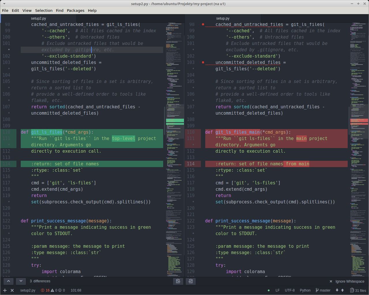 Split-diff i Minimap-split-diff to para niezastąpiona przy porównywaniu plików