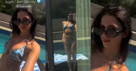 "Bikiniara" Roksana Węgiel pozdrawia znad basenu Beverly Hills. Tak odreagowuje "aferę kościelną"? (ZDJĘCIA)