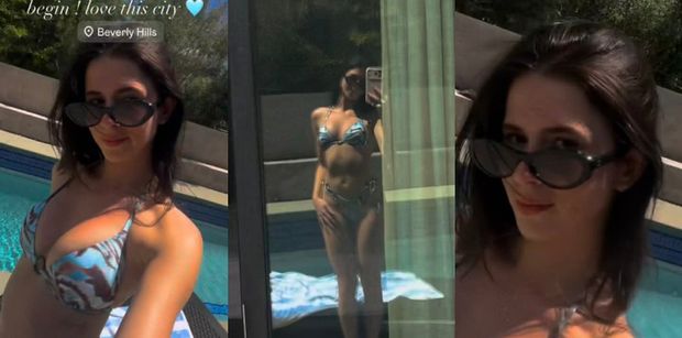 "Bikiniara" Roksana Węgiel pozdrawia znad basenu Beverly Hills. Tak odreagowuje "aferę kościelną"? (ZDJĘCIA)