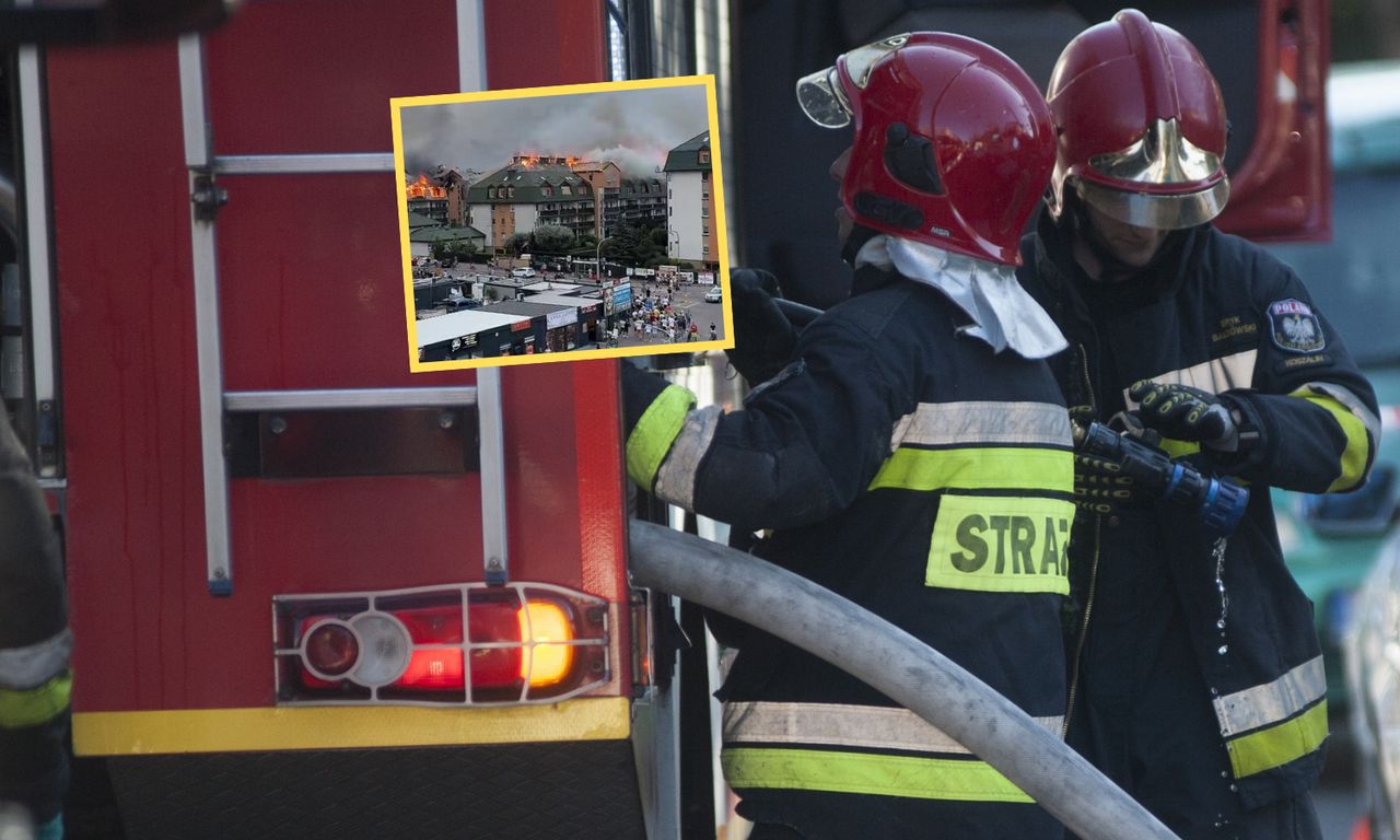 Ogromny pożar bloków w Ząbkach. Strażacy walczą z ogniem