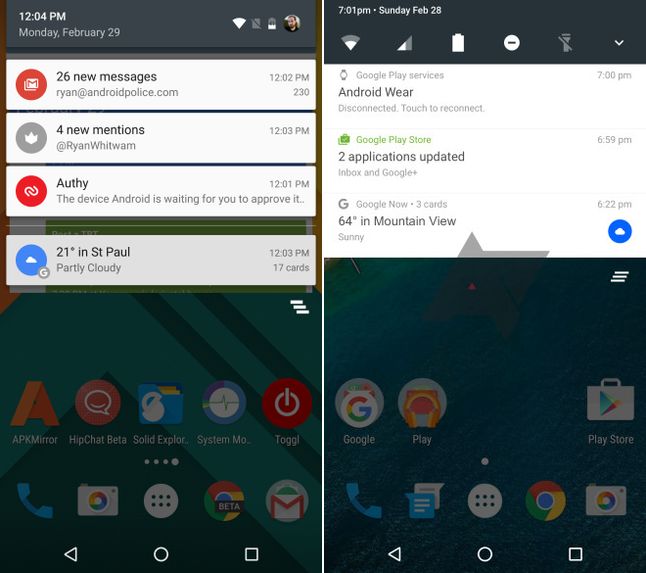 Android Marshmallow vs Android N