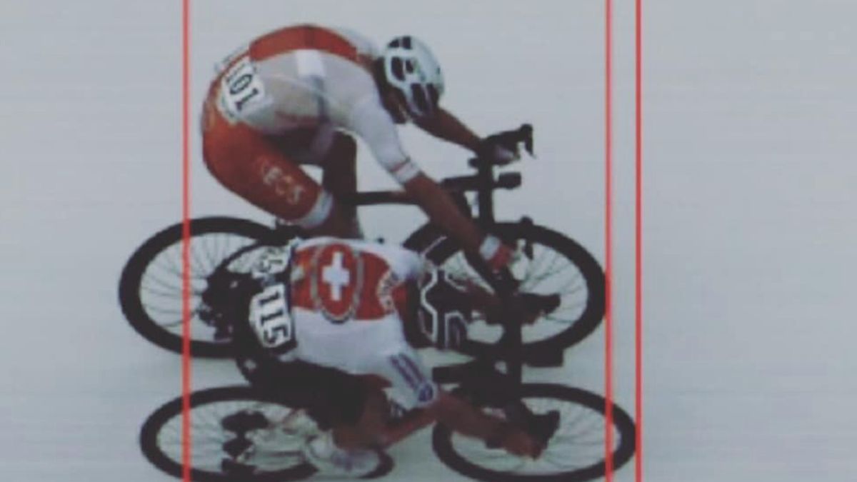 Materiały prasowe / Fot. UCI / Michał Kwiatkowski (na górze) przegrał walkę o brązowy medal MŚ zaledwie o kilka, kilkanaście centymetrów.