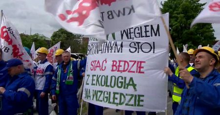 Protest górników z Turowa we Wrocławiu.