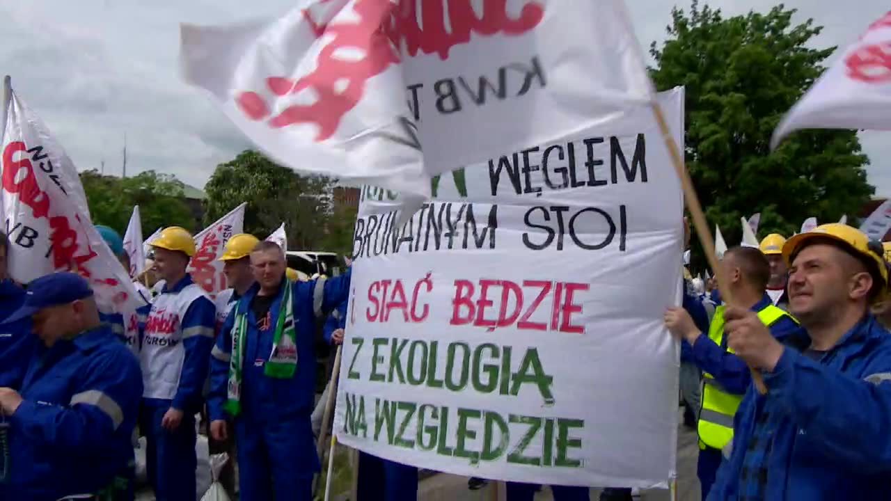 Protest górników z Turowa we Wrocławiu.