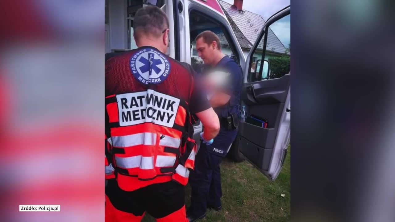 Wybuchł pożar, niemowlę miało problemy z oddychaniem. Policjant ruszył na pomoc.