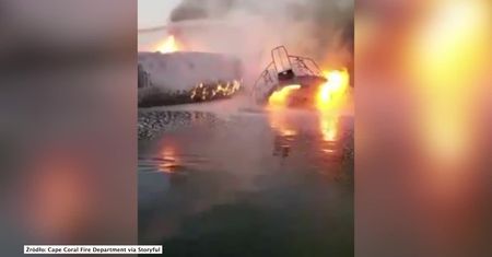 Pożar dwóch łodzi w marinie na Florydzie.