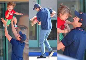 Troskliwy Ashton Kutcher podrzuca rocznego synka w powietrze (FOTO)