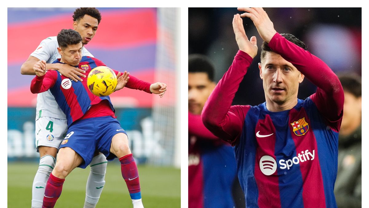 PAP/EPA / Enric Fontcuberta / Robert Lewandowski nie zdobył bramki w meczu z Getafe.