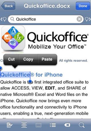 Quickoffice dla iPhone OS w nowej odsłonie
