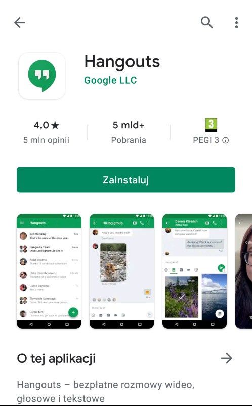 aplikacja Hangouts