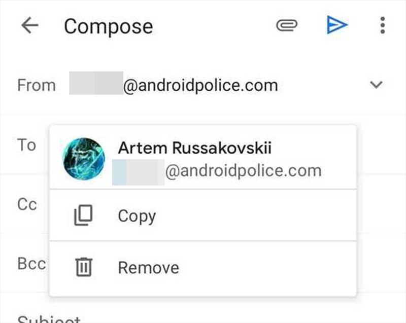 Nowe opcje mobilnego Gmaila, fot. Android Police.