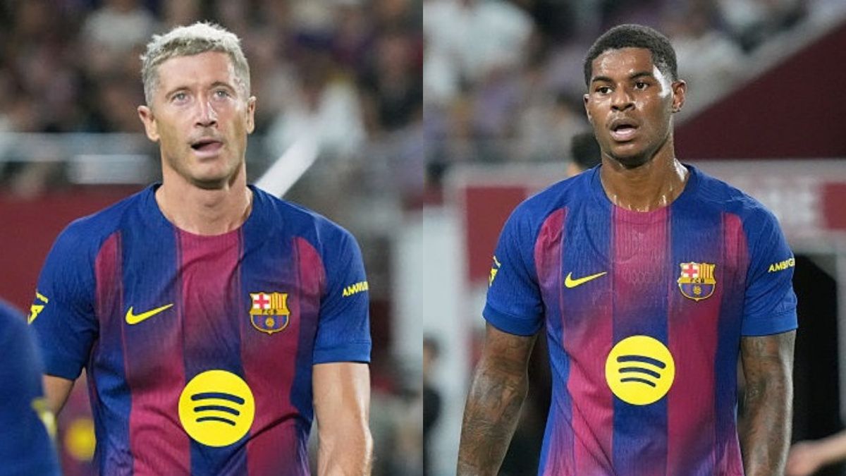   / Koji Watanabe/Getty Images / Na zdjęciu: Robert Lewandowski i Marcus Rashford