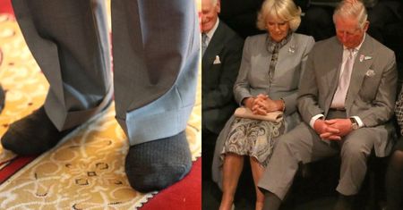 Król Karol III podczas wizyty w meczecie zaliczył wpadkę. W centrum uwagi znalazły się jego stopy (FOTO)