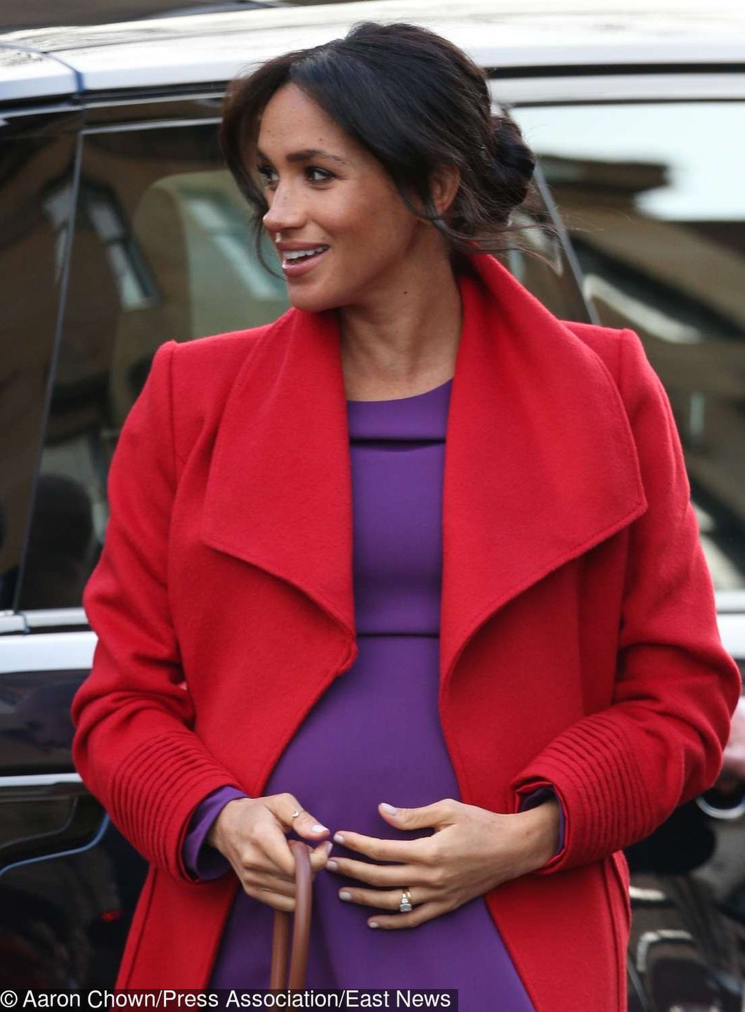 The Duchess of Sussex visits a new sculpture in Hamilton Square to mark the 100th anniversary of war poet Wilfred Owen?s death, during a visit to Birkenhead.