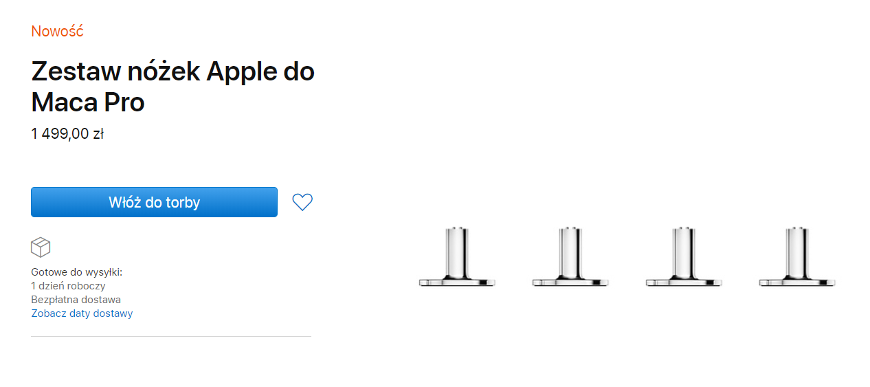 Nóżki do Maca Pro w sklepie Apple, źródło: Apple.